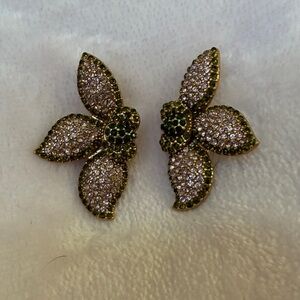 Stella & Dot Gold and Pink Petal Floral Earrings